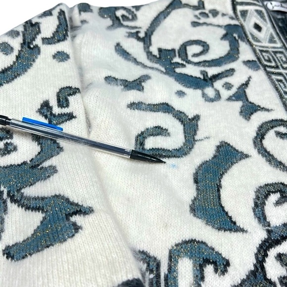 VTG CARDUCCI Abstract Angora Blend Long Sleeve Open Cardigan Women's Size L - Picture 15 of 16